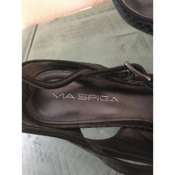 Via Spiga Designed in Italy 7 1/2 Med Mirrored 3 1/2" Heel Silver Platinum Snake - Picture 5 of 8